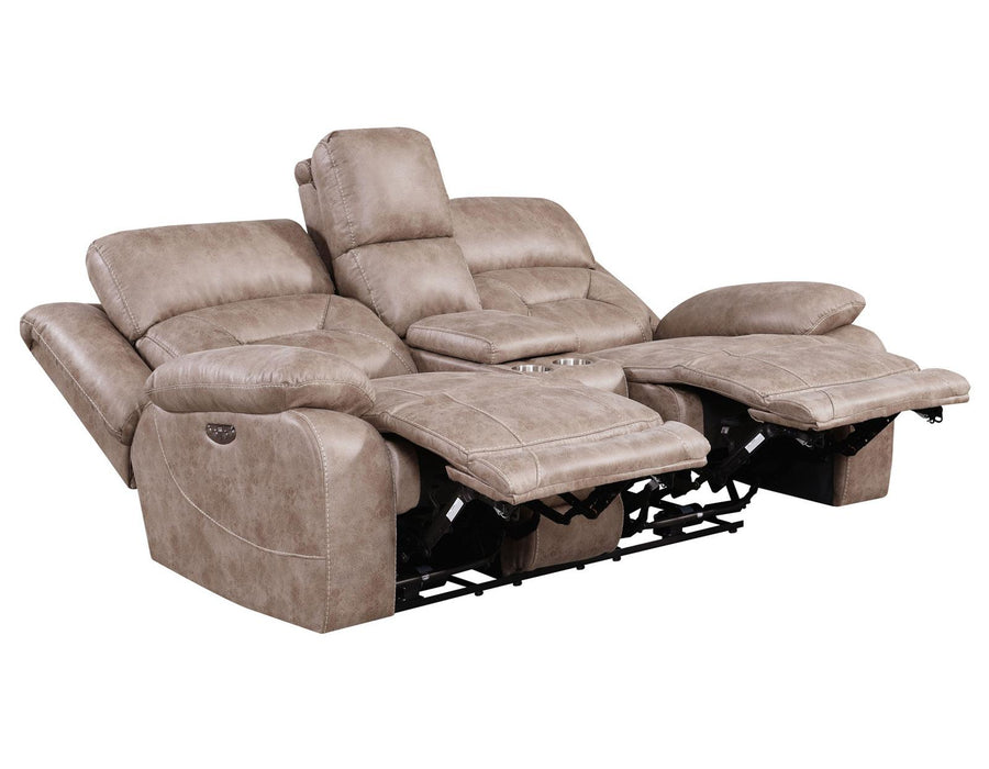 Steve Silver Aria Dual Power Reclining Console Loveseat in Desert Sand