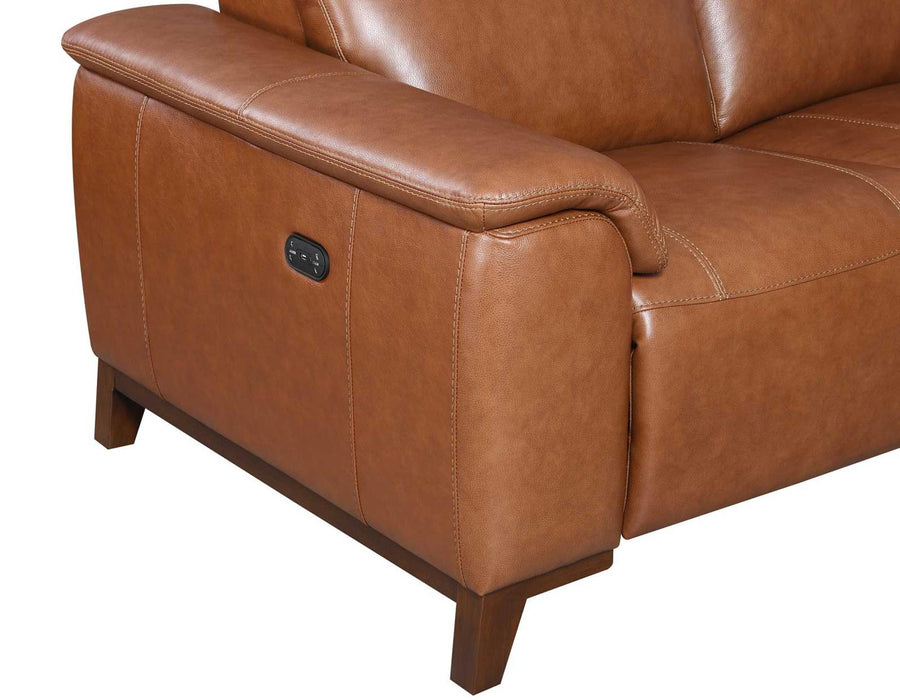 Steve Silver Bergamo Dual-Power Leather Reclining Loveseat in Mocha