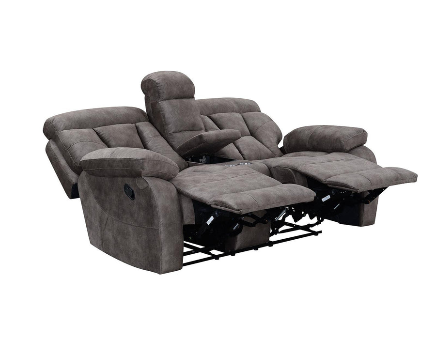 Steve Silver Bogata Manual Reclining Console Loveseat in Majestic Mushroom