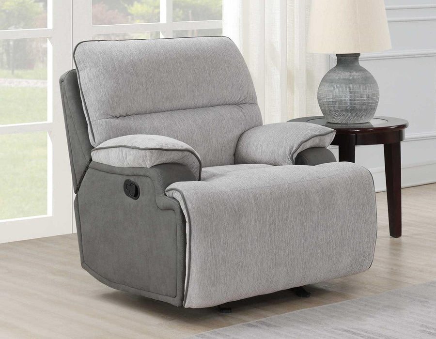 Steve Silver Cyprus Manual Glider Recliner in Two-Tone Cloud